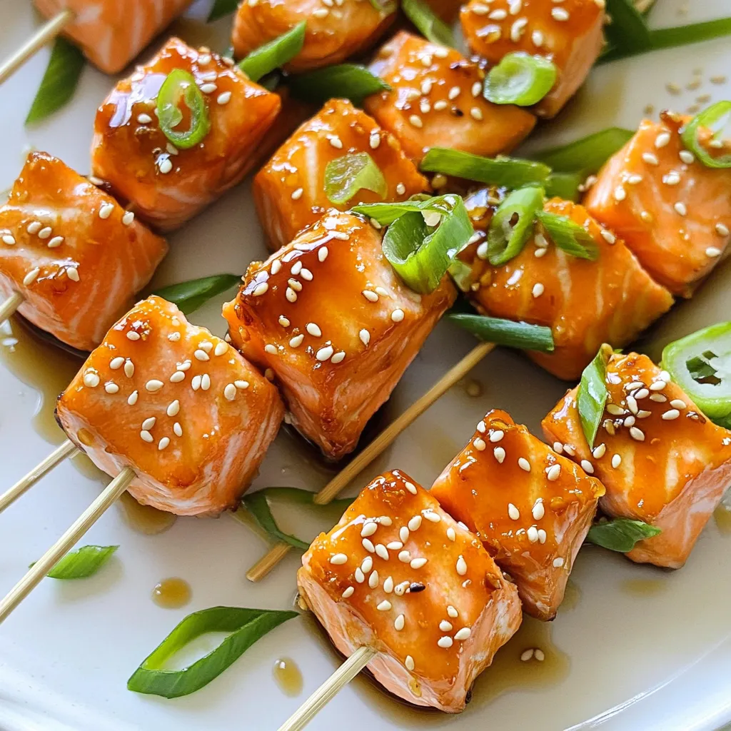 Air Fryer Honey Garlic Salmon Skewers Delicious Treat