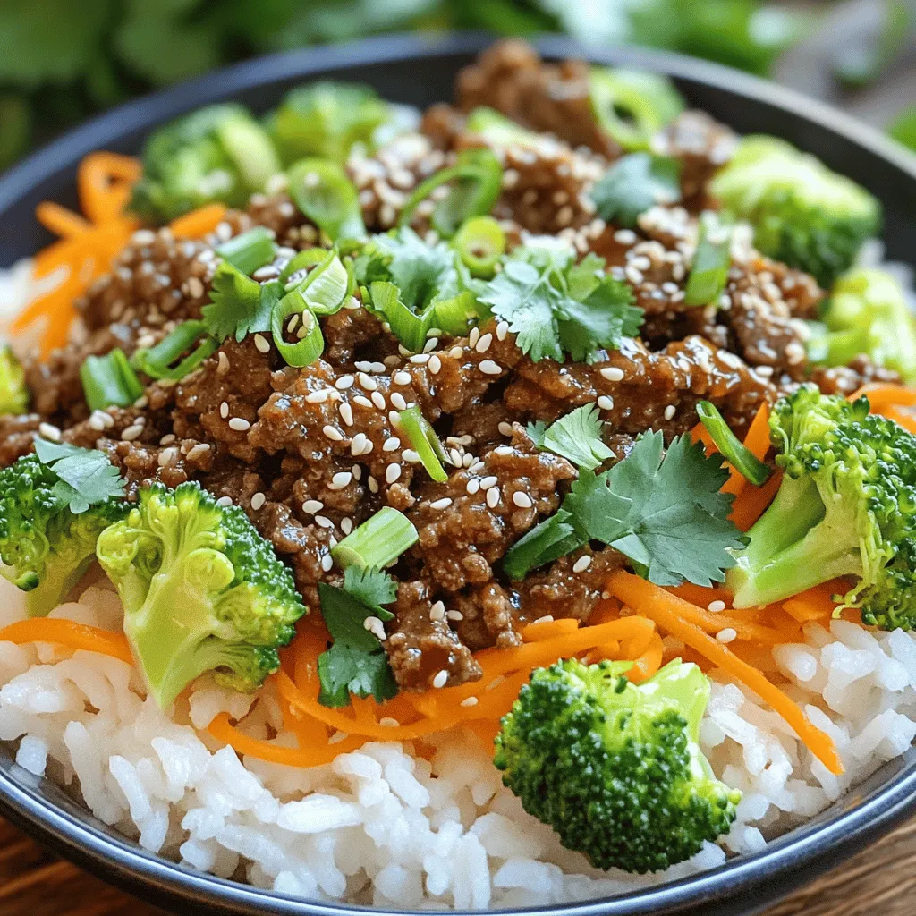 The Korean Ground Beef Bowl is both simple and full of flavor. You only need a few key ingredients. The main star is ground beef. I recommend using 1 pound for a hearty meal.