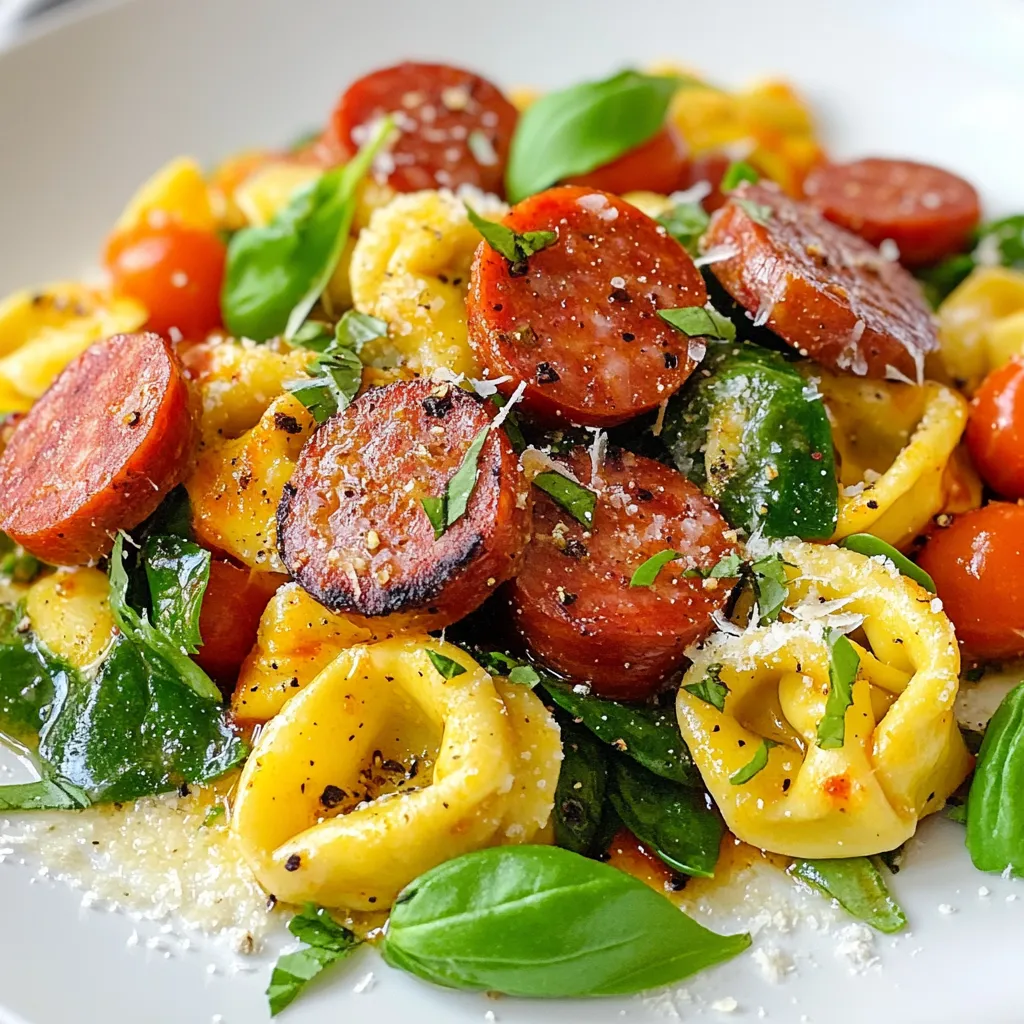 Savory Blackstone Kielbasa Tortellini Delight