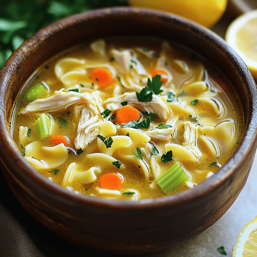 To make a tasty chicken noodle soup, you need fresh ingredients. Start with cooked chicken. You can use leftover rotisserie chicken or any cooked chicken you like. For the base, grab low-sodium chicken broth. This gives your soup a nice flavor without too much salt.