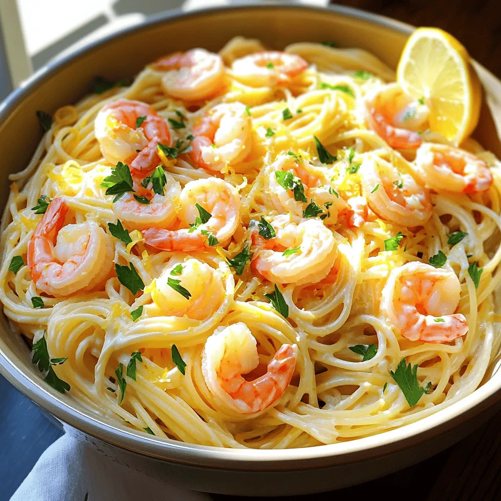The champagne shrimp pasta recipe shines with simple yet flavorful ingredients. You need to start with fresh shrimp. I prefer large, juicy shrimp for this dish. They cook quickly and soak up the sauce well. You can also use medium shrimp if that
