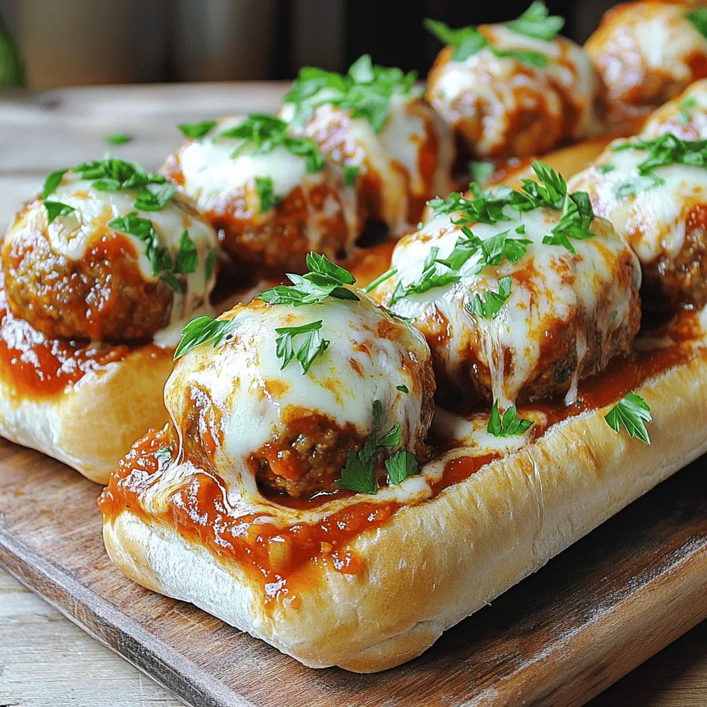 To make my delicious meatball subs, gather these key ingredients: - 1 lb ground beef - 1/2 lb ground pork - 1/2 cup breadcrumbs - 1/4 cup grated Parmesan cheese - 1/4 cup fresh parsley, chopped - 1 large egg - 3 cloves garlic, minced - 1 tsp salt - 1/2 tsp black pepper - 1 tsp Italian seasoning - 2 cups marinara sauce (store-bought or homemade) - 4 sub rolls - 1 cup shredded mozzarella cheese - Olive oil for cooking