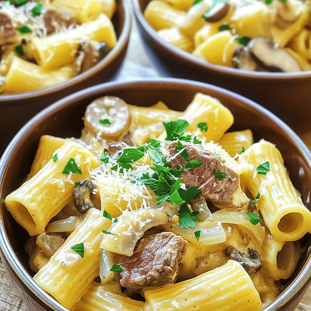 Creamy Steak and Mushroom Rigatoni Simple Delight