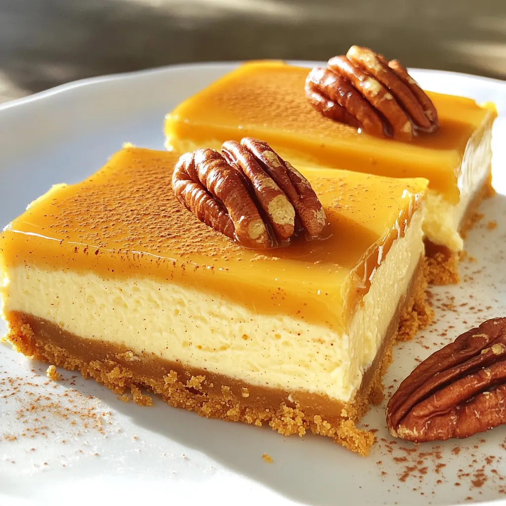 Pumpkin Cheesecake Bars Caramel Drizzle Delight