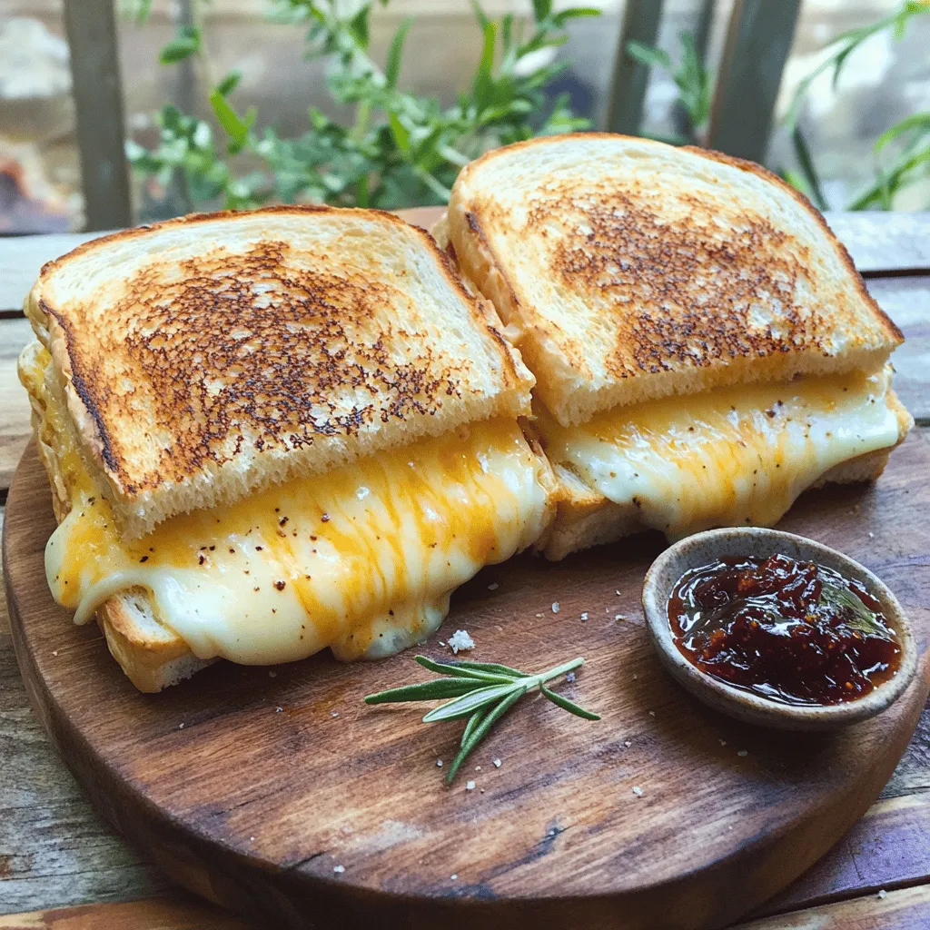 - Sourdough Bread - Unsalted Butter - Cheese Choices (Cheddar & Gruyère) - Optional Additions (Rosemary, Fig Jam, Caramelized Onions)