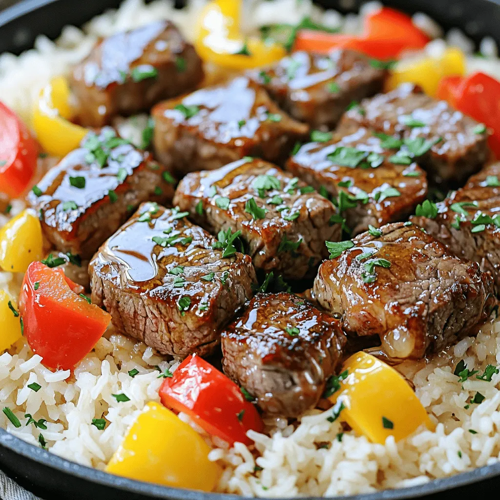 Honey Garlic Butter Steak and Rice Skillet Recipe Delight