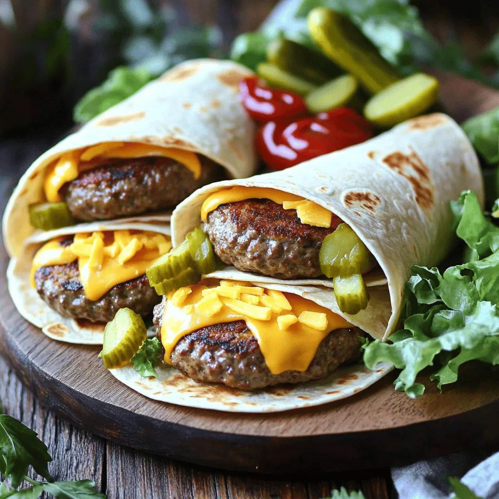 To make the best grilled cheeseburger wraps, you need some key ingredients. Here’s what you will need: