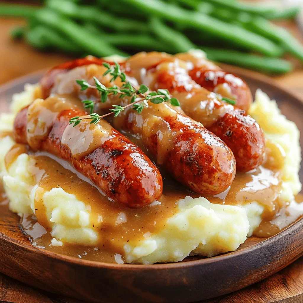 To make a perfect bangers and mash, you need a few key items: - 6 good-quality pork sausages - 4 large russet potatoes, peeled and diced - 1/2 cup whole milk - 4 tablespoons unsalted butter