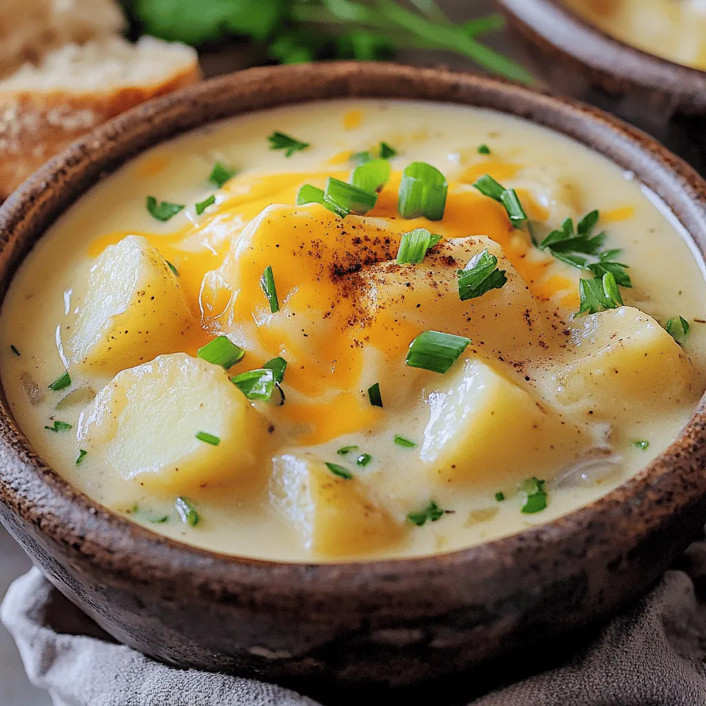 To make a great crockpot potato soup, you need some key ingredients. Start with 6 medium russet potatoes. Peel and dice them into small cubes. Next, add 1 large onion, diced. This gives the soup a sweet base.