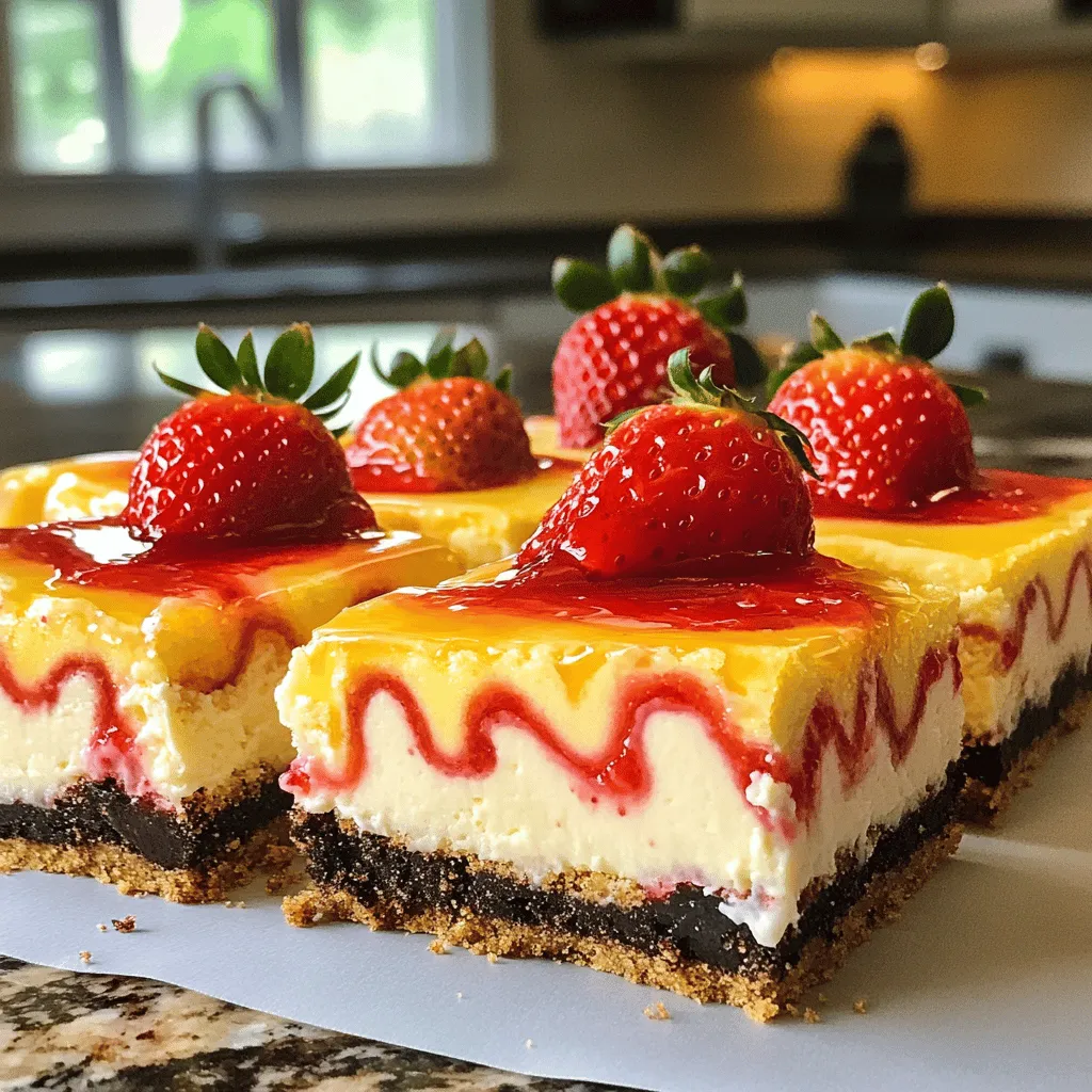 The main ingredients for Golden Oreo Strawberry Cheesecake Bars are simple and tasty. You need 24 Golden Oreo cookies to make the crust. Crush them into fine crumbs. Mix these crumbs with four tablespoons of melted butter. This creates a rich and buttery base for your bars.