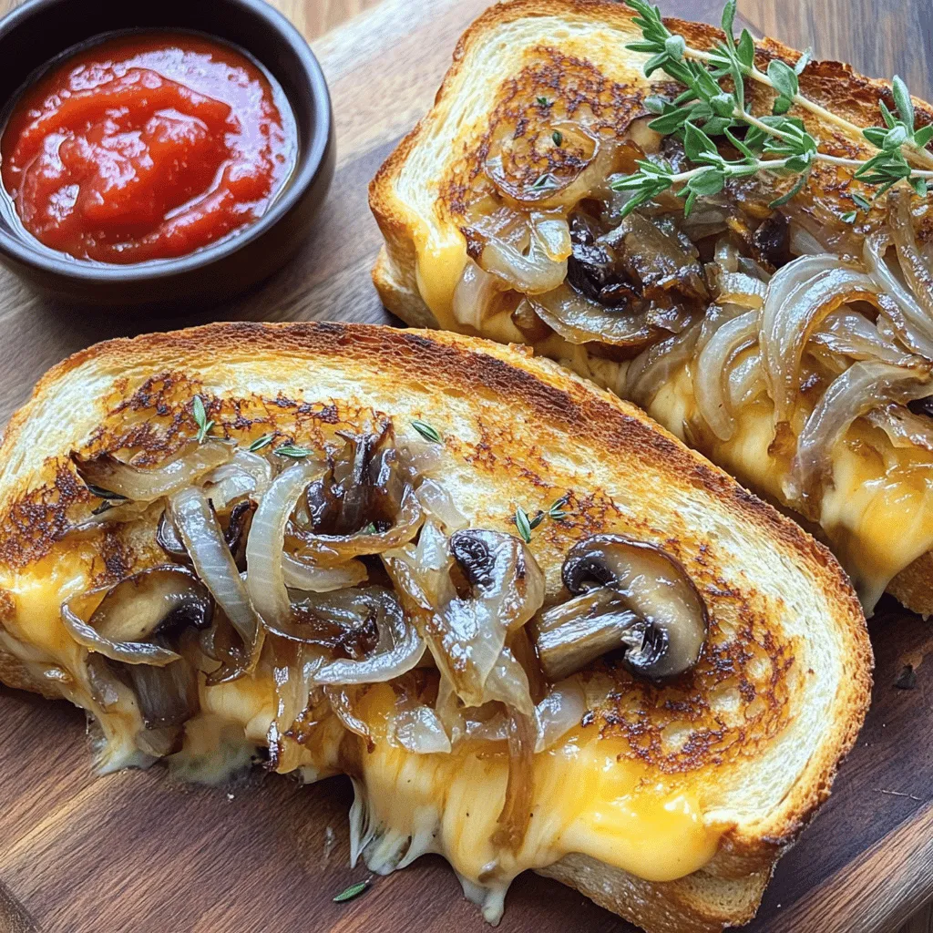 Grilled Cheese with Gouda, Roasted Mushrooms, Onions Delight