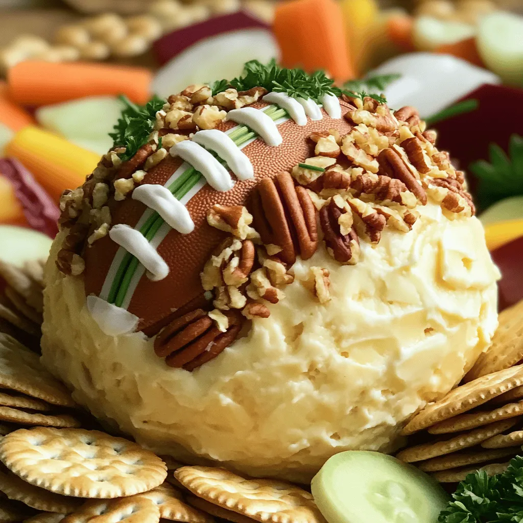 To make a great football cheese ball, you need the best cheese ball ingredients. The base starts with cream cheese. It makes the texture smooth and creamy. I like to use 16 oz of softened cream cheese. This makes it easy to mix and shape.