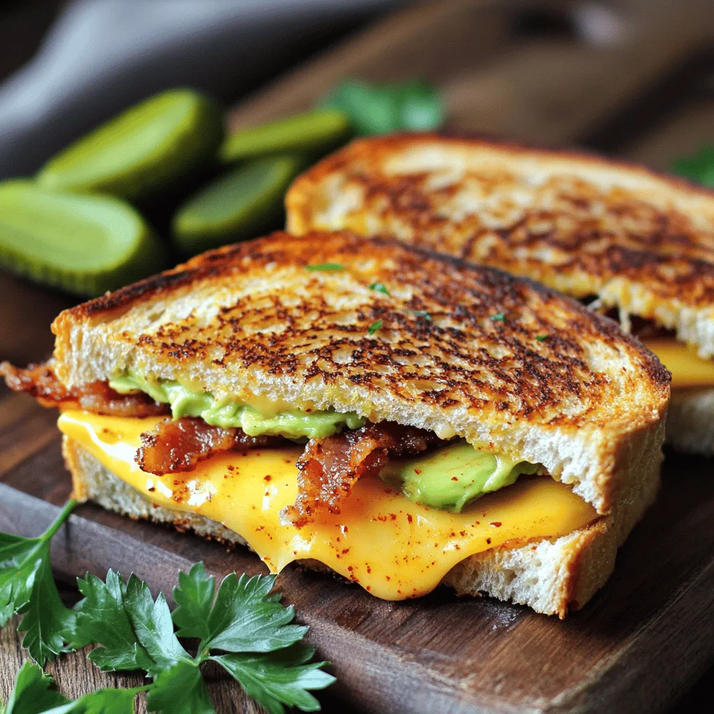 Savory Avocado Bacon Grilled Cheese Sandwich Delight