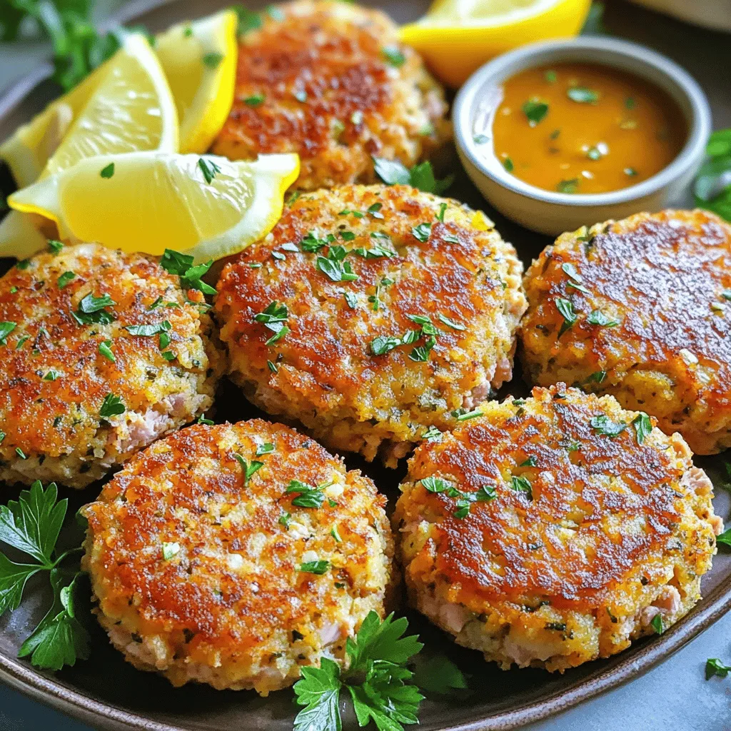 To make tasty lemon garlic tuna cakes, you need simple tuna cake ingredients. The best ingredients for tuna cakes include canned tuna, breadcrumbs, and fresh herbs. For this recipe, I use two cans of tuna, which gives the cakes a nice base. I prefer tuna in water for a lighter taste.
