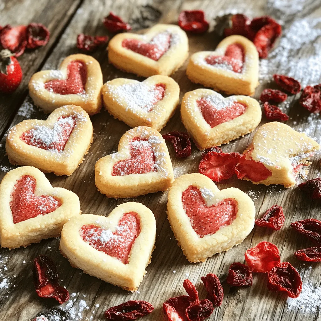 Heart-Shaped Strawberry Shortbread Cookies Delight