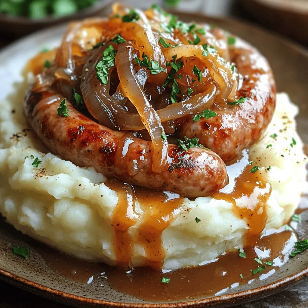 Classic Bangers &#038; Mash with Caramelized Onions Delight