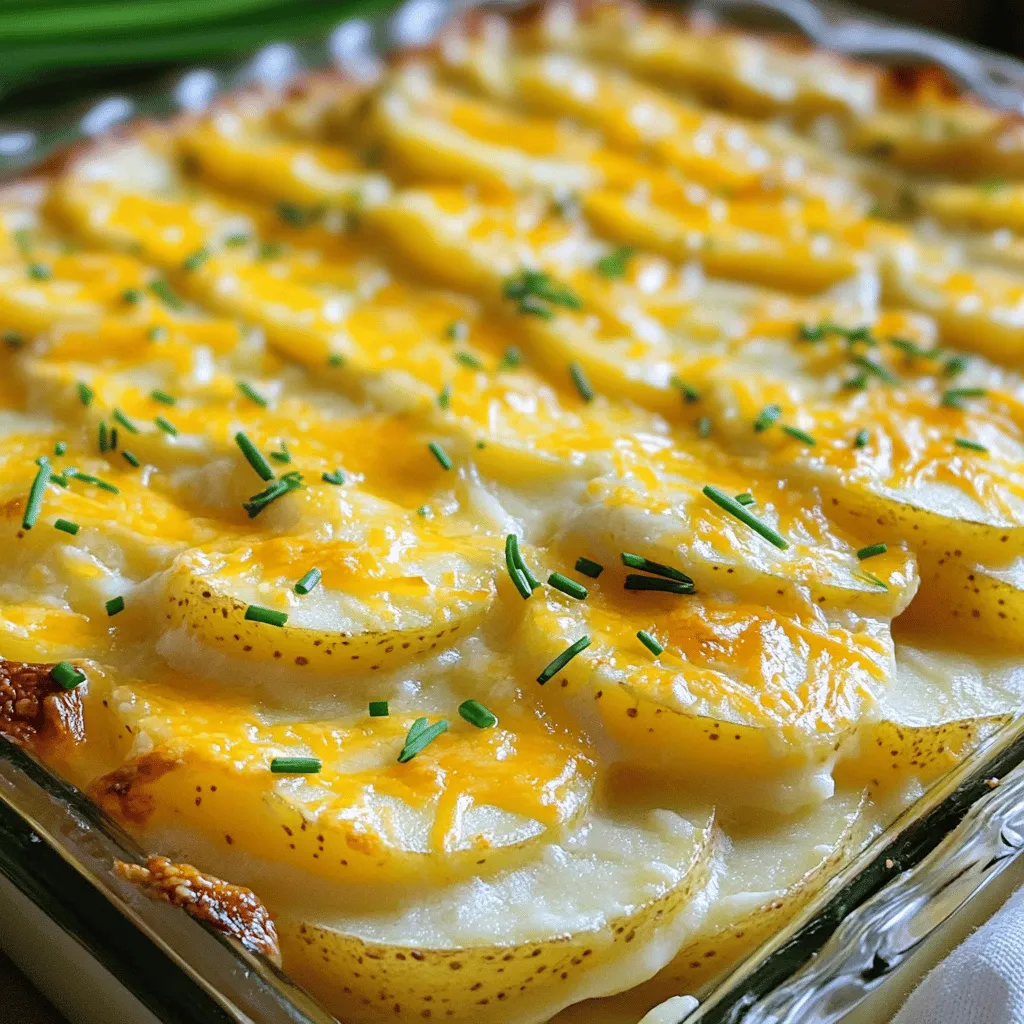 Scalloped potatoes are a rich and creamy dish. They are made with thin slices of potatoes and a creamy sauce. This dish is a true classic comfort food. You can find scalloped potatoes at many family dinners and holiday feasts.