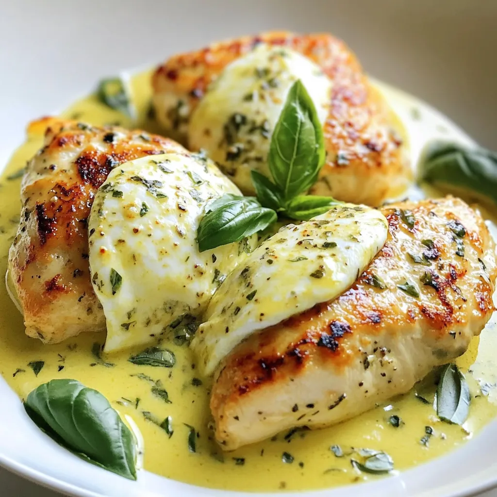 Mozzarella Chicken in Basil Cream Savory Dinner Dish