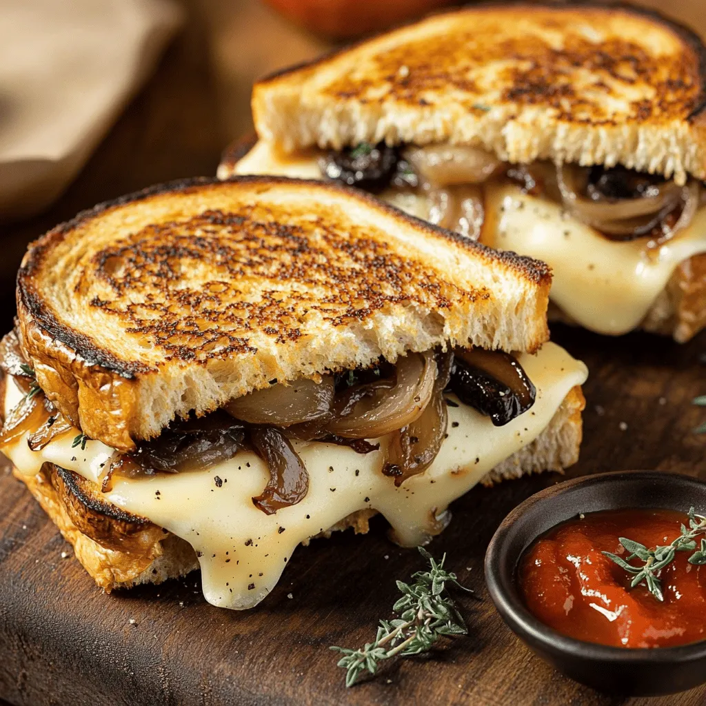 Gourmet Grilled Cheese with Gouda, Mushrooms, Onions