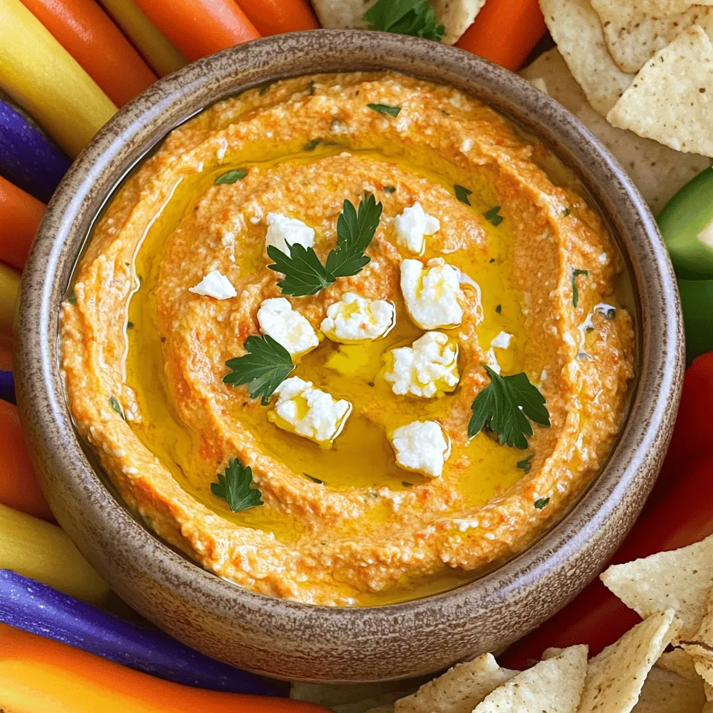 The paprika-feta dip recipe shines through its simple yet bold ingredients. Each one plays a vital role in creating a dip you will love.