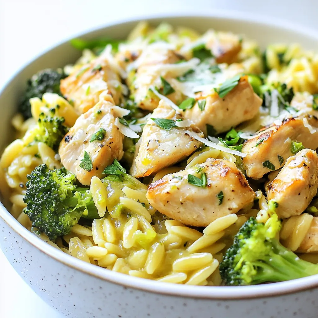 One Pot Chicken Broccoli Orzo Quick and Tasty Meal