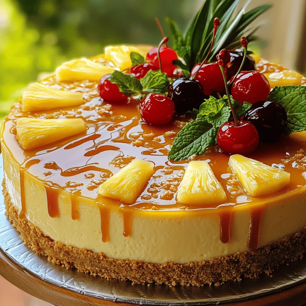 To make a delicious Pineapple Upside-Down Cheesecake, you need these key ingredients: