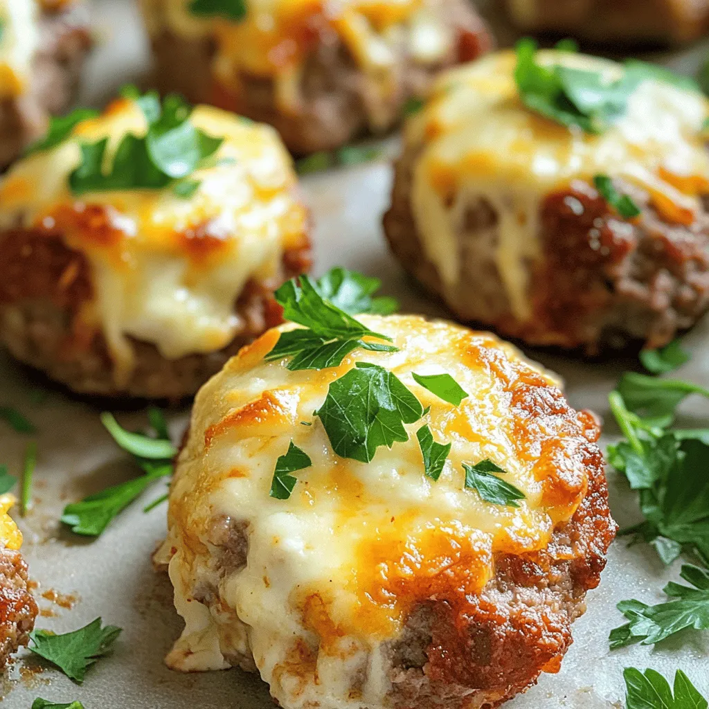 Cheesy stuffed meatloaf bites are small, savory treats filled with gooey cheese. Each bite packs a punch of flavor. I love how they combine ground beef and pork for a juicy texture. The breadcrumbs help bind everything, making them easy to shape. The real magic happens when you stuff them with cheese.