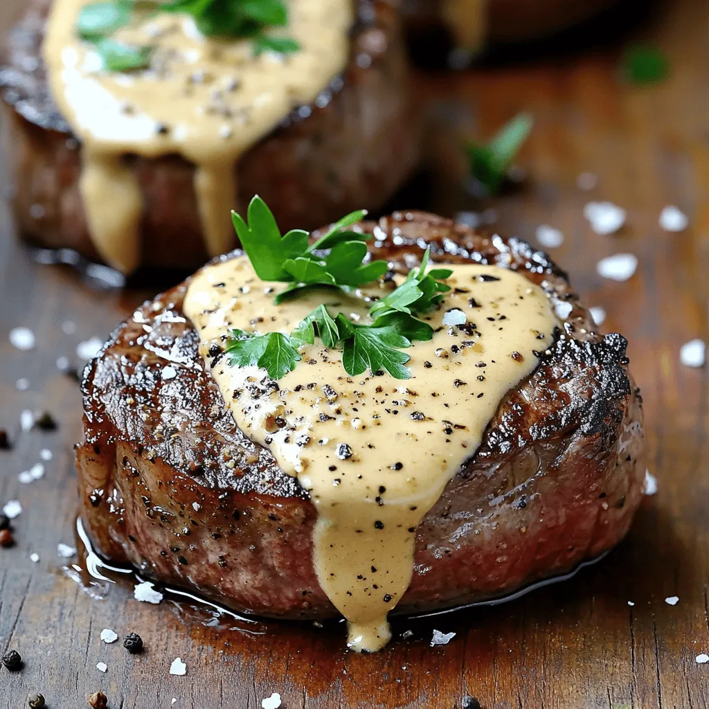 Seared Filet Mignon with Shallot Peppercorn Cream Sauce Delight