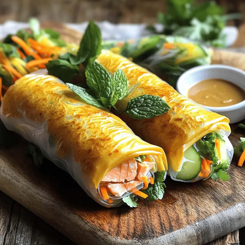Vietnamese salmon spring rolls are a fresh and tasty treat. They bring together rice paper, salmon, and vibrant veggies. This dish stands out because of its balance of flavors and textures. You get a crisp bite from the rice paper and a soft, flaky salmon filling. These rolls are also healthy, making them a great option for any meal.