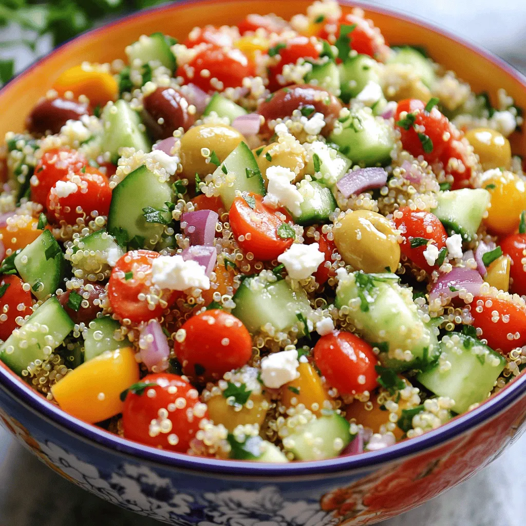 You need fresh ingredients for salads to make a great Greek Quinoa Chopped Salad. Here’s a list of key items: