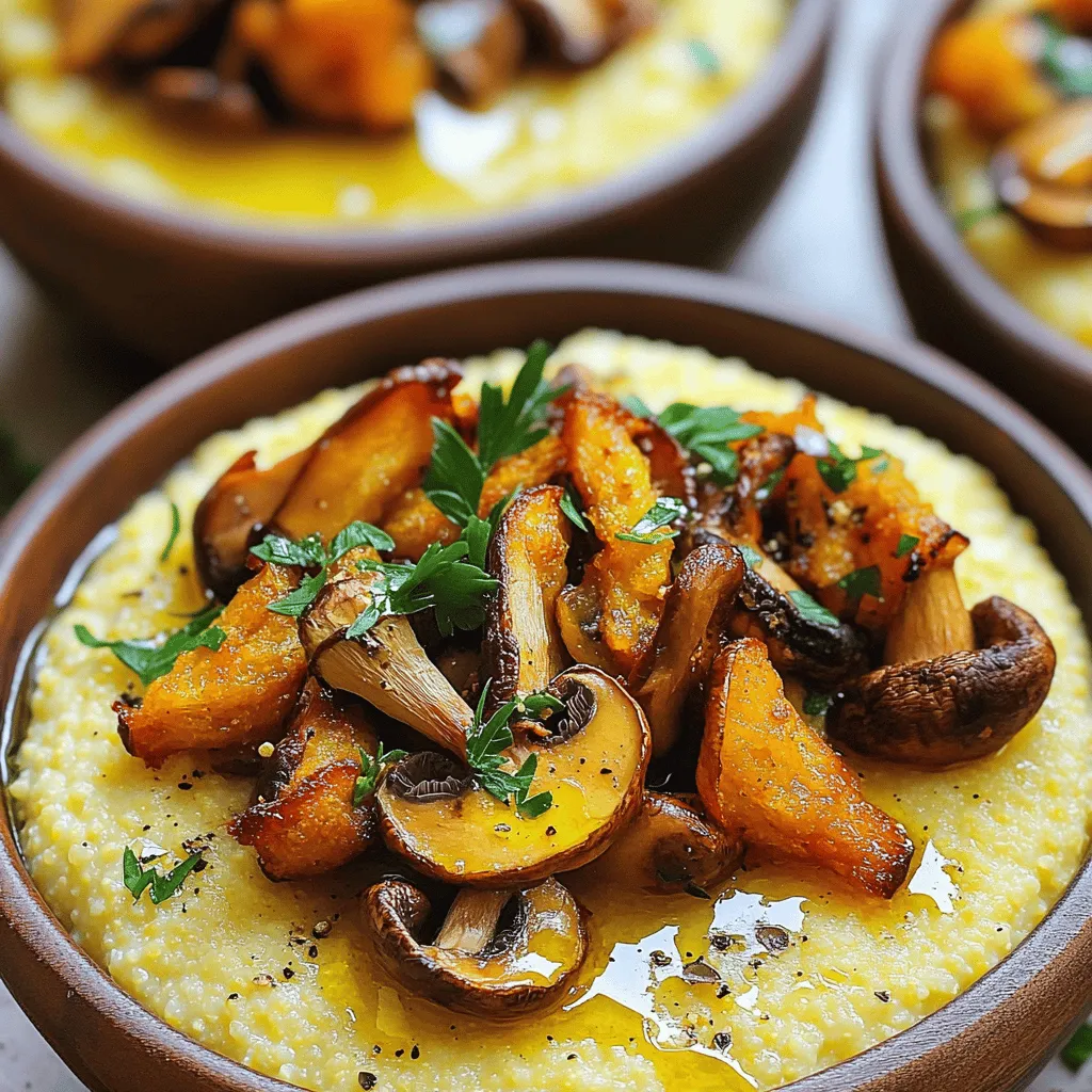 - 1 cup polenta (cornmeal) - 4 cups vegetable broth - 2 tablespoons olive oil - 1 teaspoon garlic powder - 1 teaspoon dried thyme - 1 teaspoon smoked paprika - 8 ounces mixed mushrooms (cremini, shiitake, or button), sliced - Salt and pepper to taste - Fresh parsley, chopped (for garnish) - Nutritional yeast (optional, for a cheesy flavor)