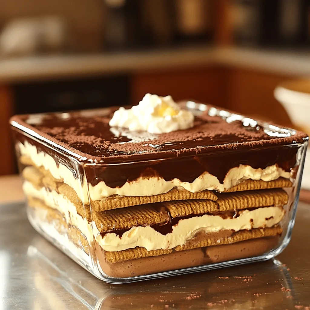 - 2 boxes of graham crackers - 2 cups cold milk - 2 packages instant vanilla pudding mix - 1 package cream cheese - 1/2 cup powdered sugar