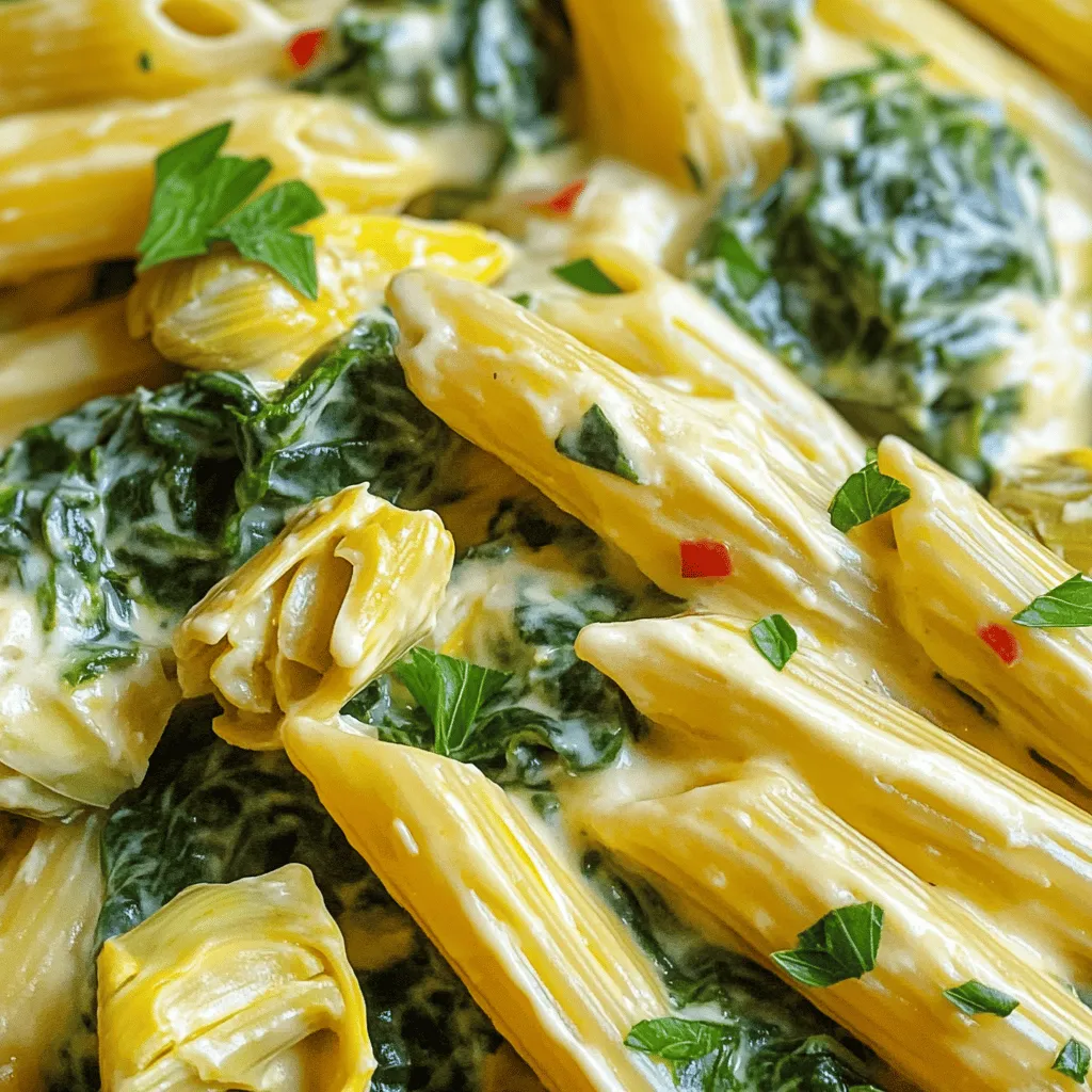 Creamy Spinach and Artichoke Dip Pasta Delight