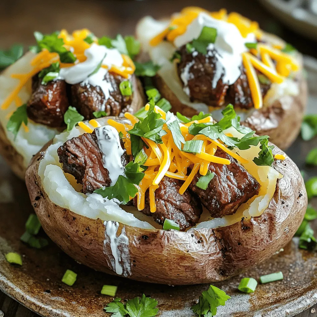 Loaded Baked Potato with Juicy Steak Bites Delight