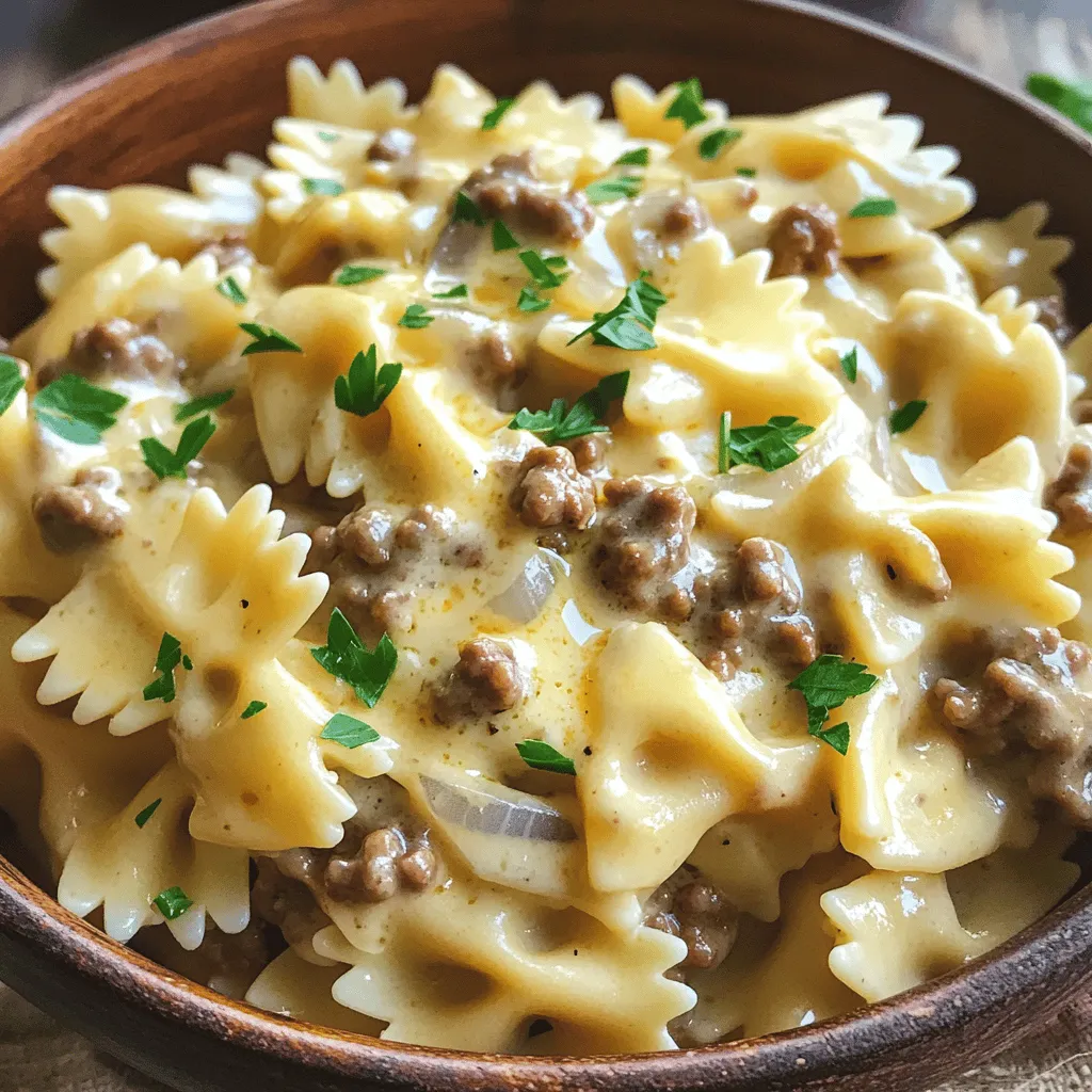 To make Bowtie Pasta with Creamy Velveeta Beef Sauce, you will need: