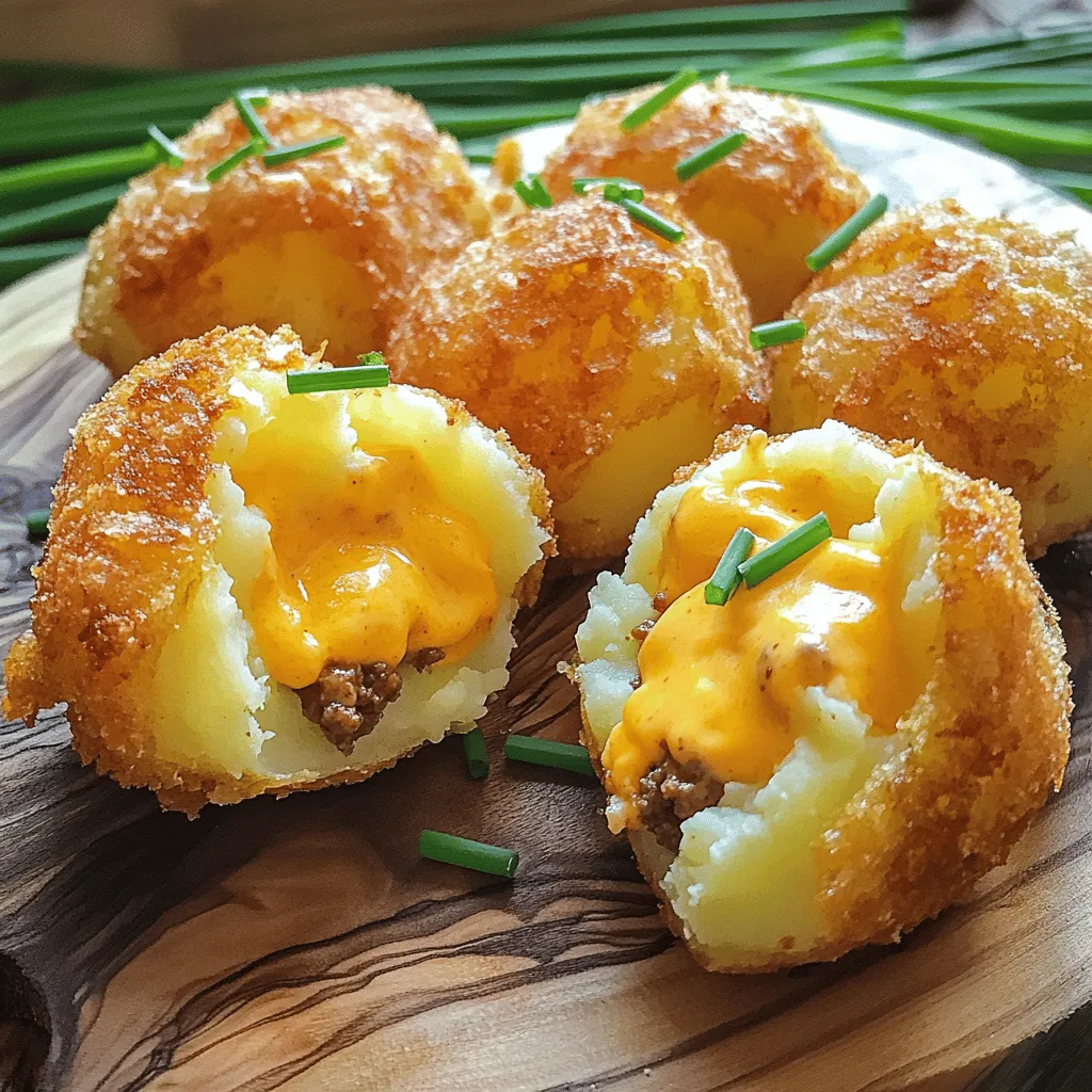 To make crispy mashed potatoes stuffed with cheese and beef, you will need: