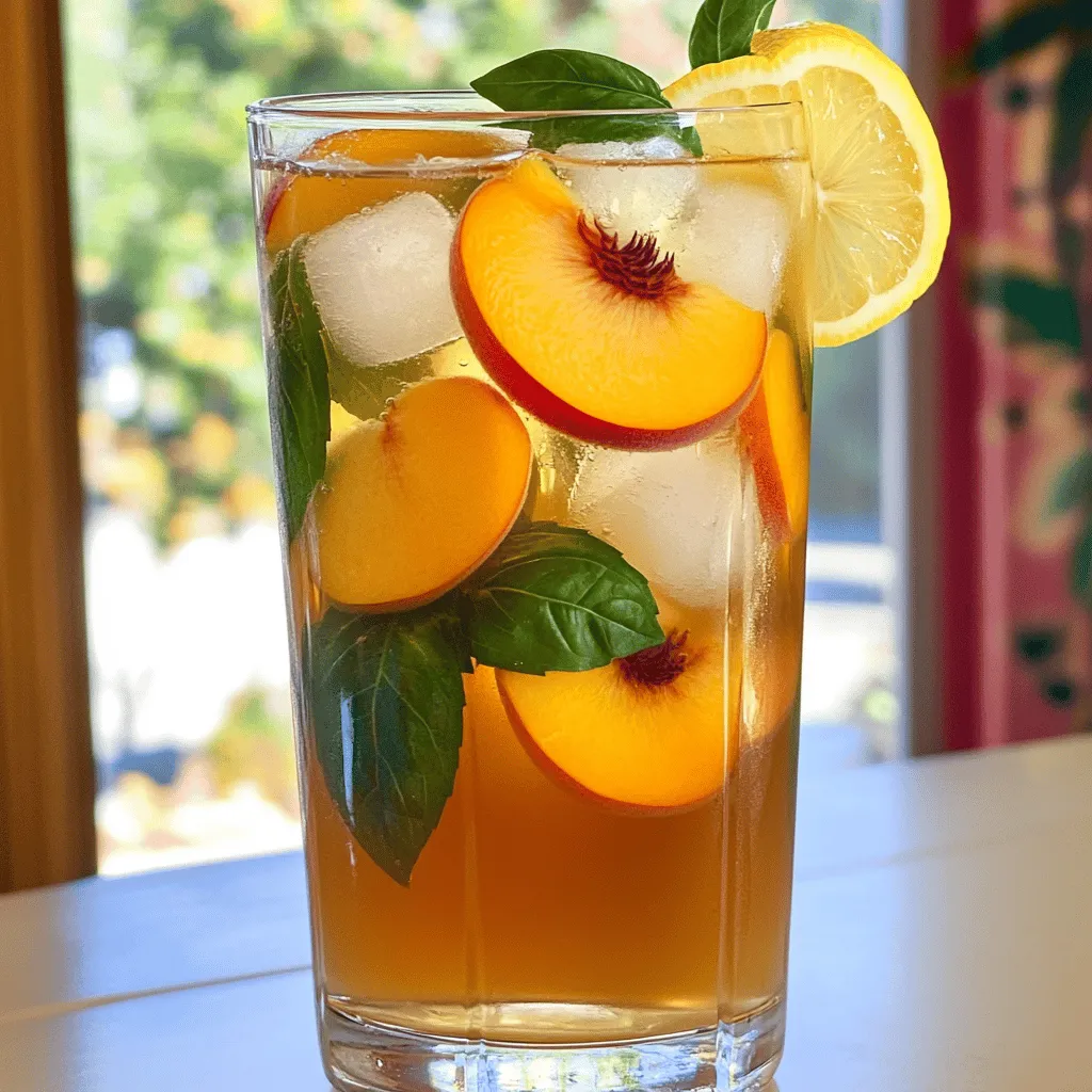 Peach Basil Iced Tea Refreshing Summer Beverage Delight