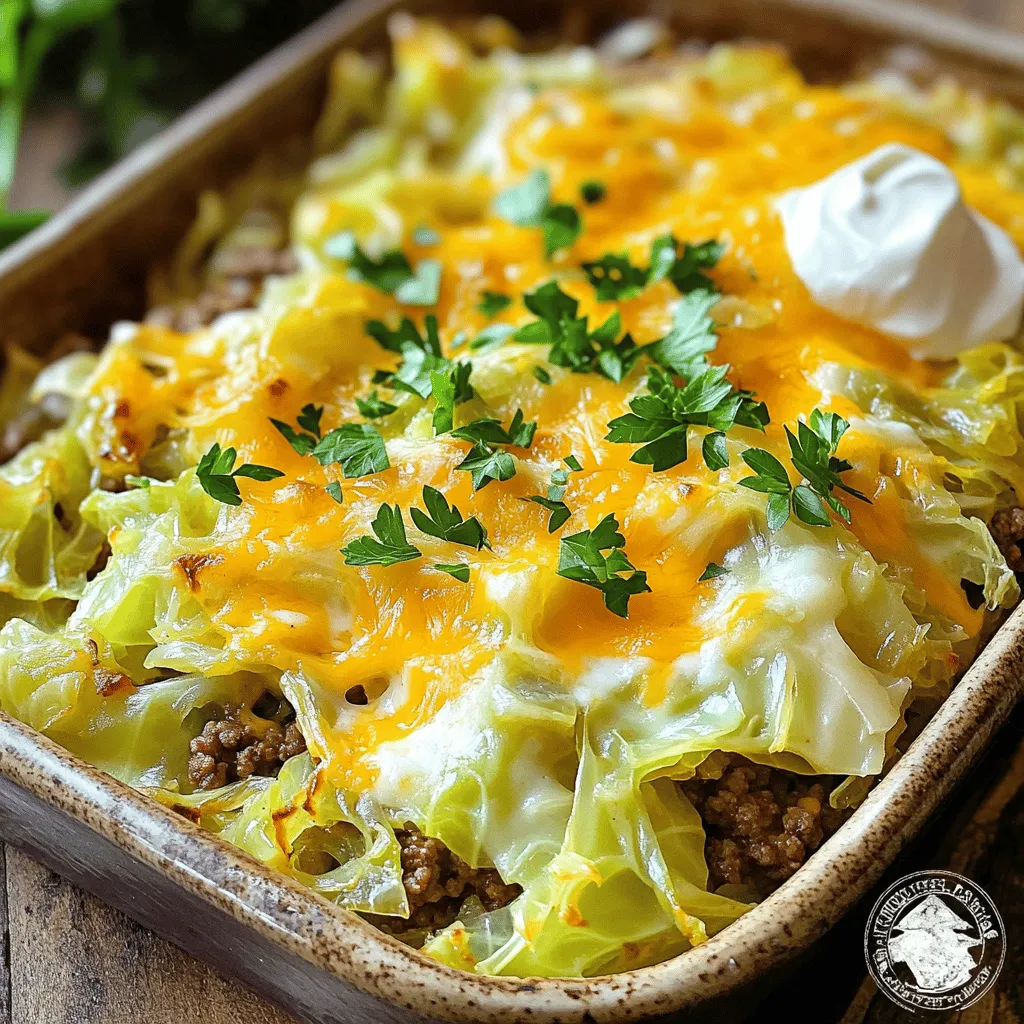 This dish features simple, hearty ingredients. The main stars are cabbage and ground beef. Each brings its own charm to the casserole.
