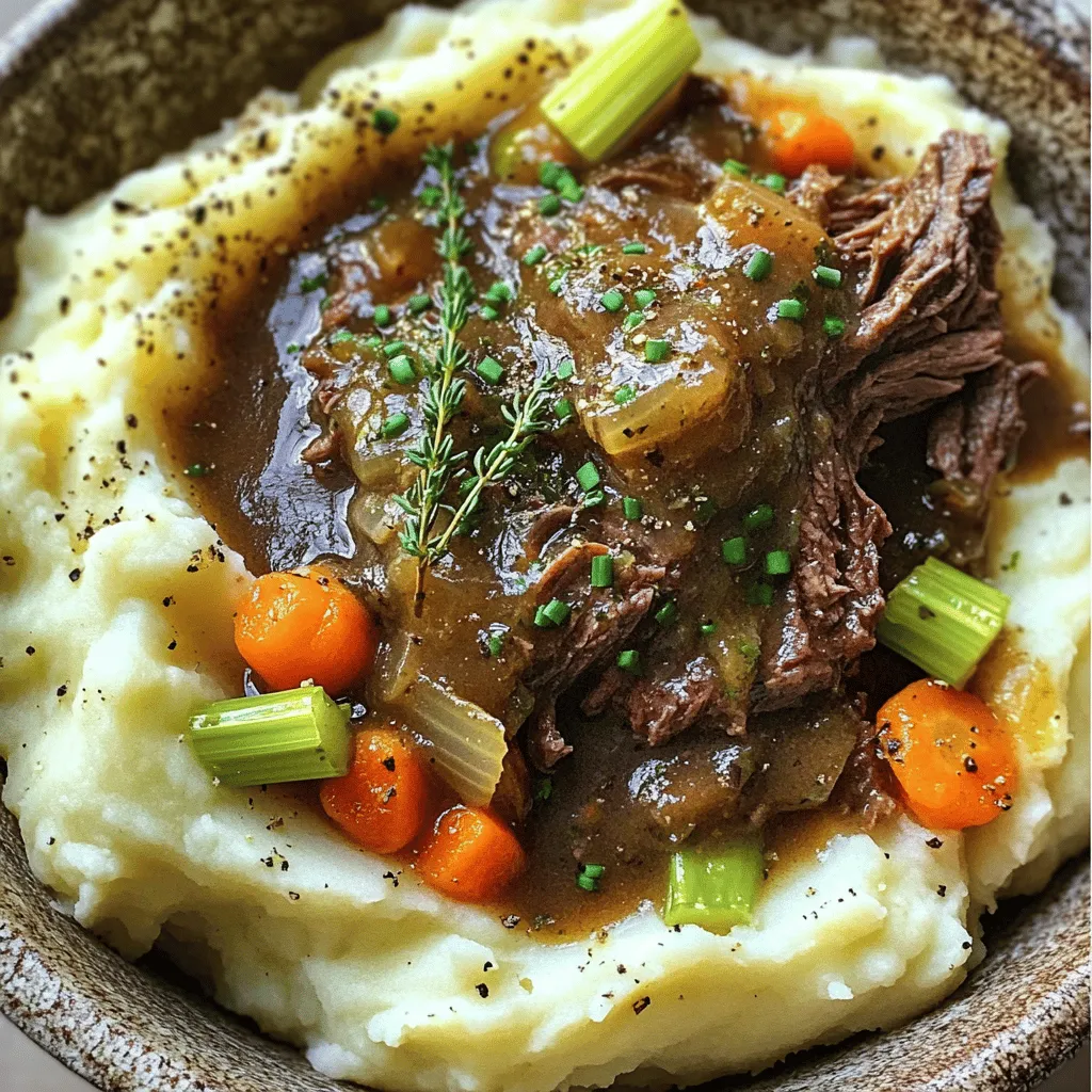 Savory Pot Roast over Mashed Potatoes Delight
