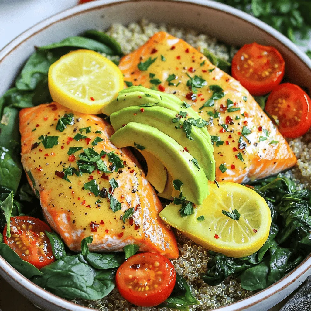 The epic garlic-lemon salmon power bowl recipe shines because of its fresh and vibrant ingredients. You need a few key items to make this bowl both tasty and healthy.