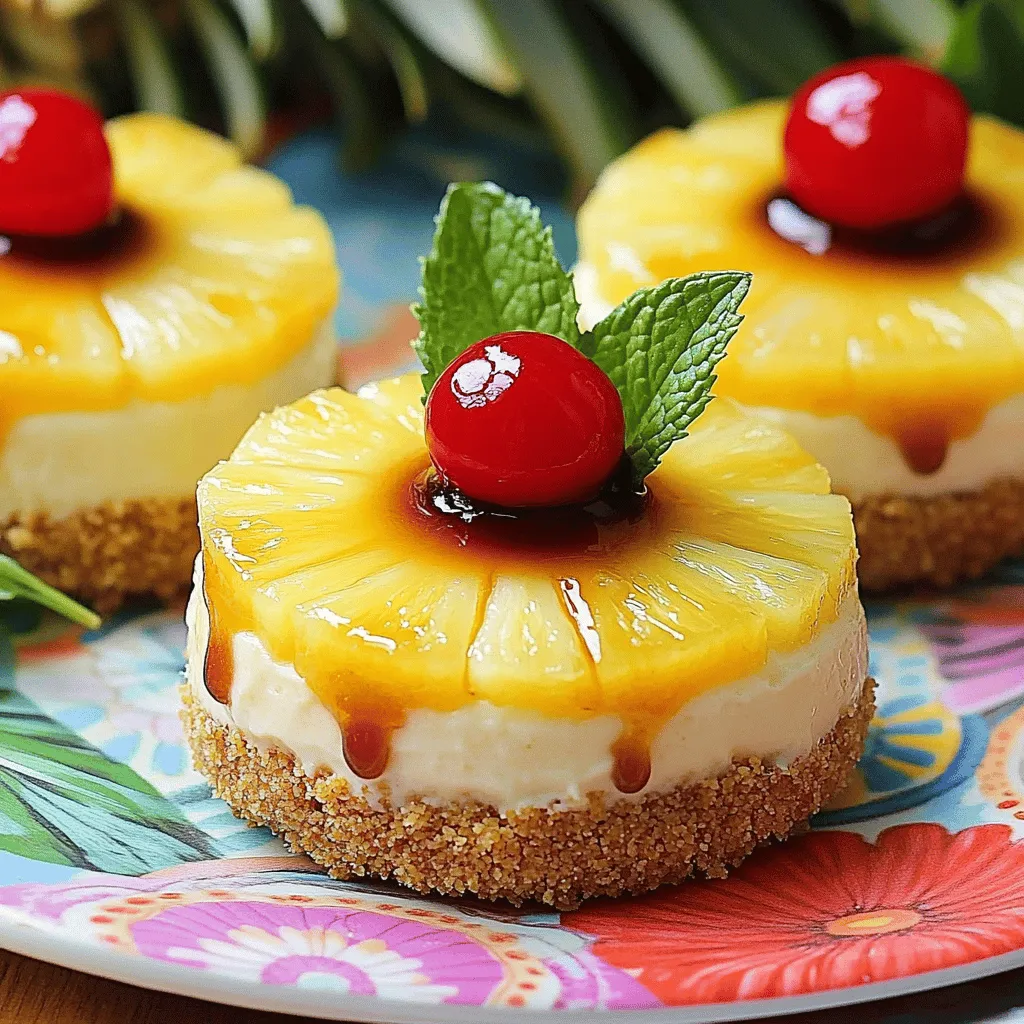 A pineapple upside-down cheesecake combines two beloved desserts into one. You get the smooth, creamy texture of cheesecake along with the sweet, tangy taste of pineapple. This dessert turns the classic pineapple upside-down cake upside down, literally!