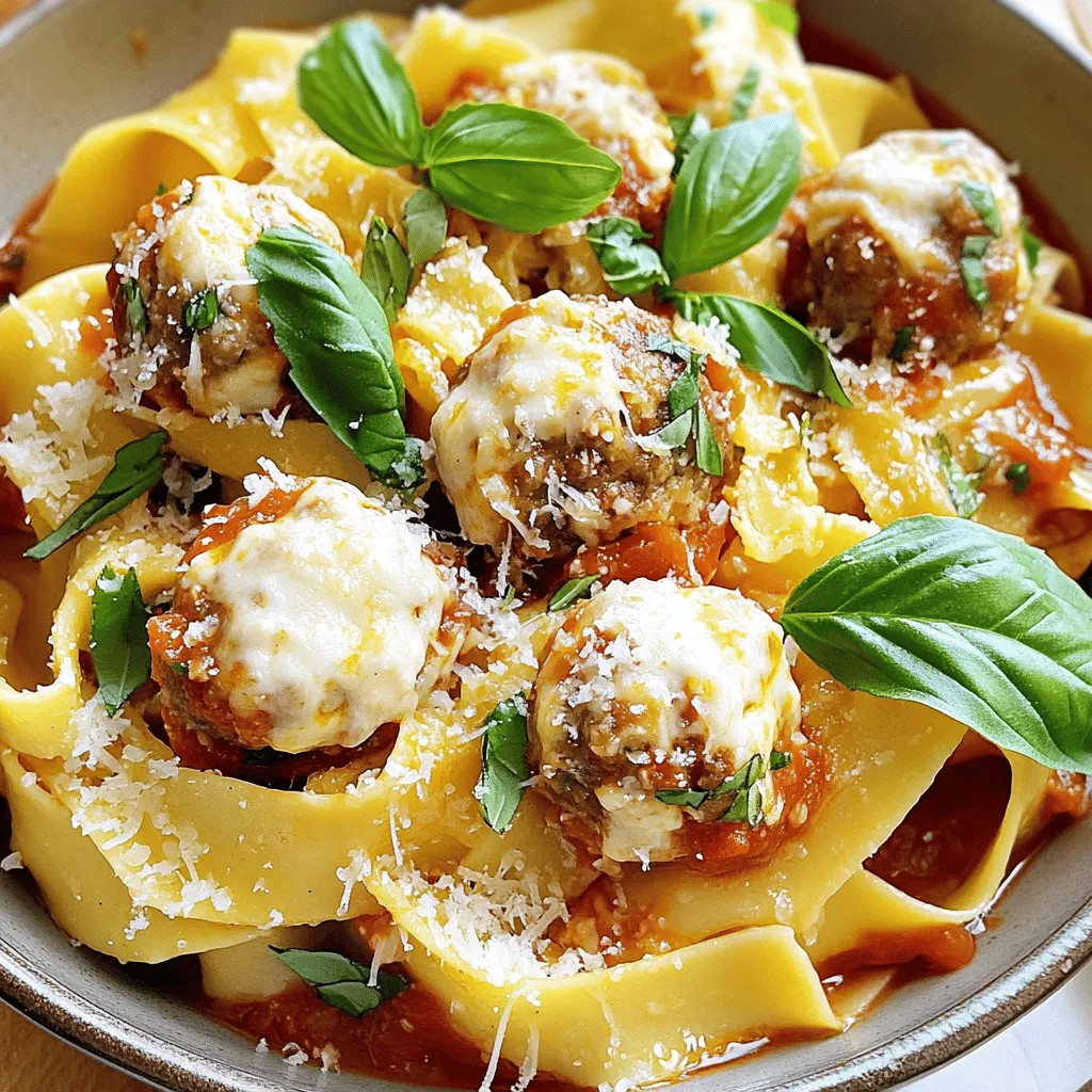 Pappardelle &#038; Stuffed Meatballs Flavorful Italian Dish