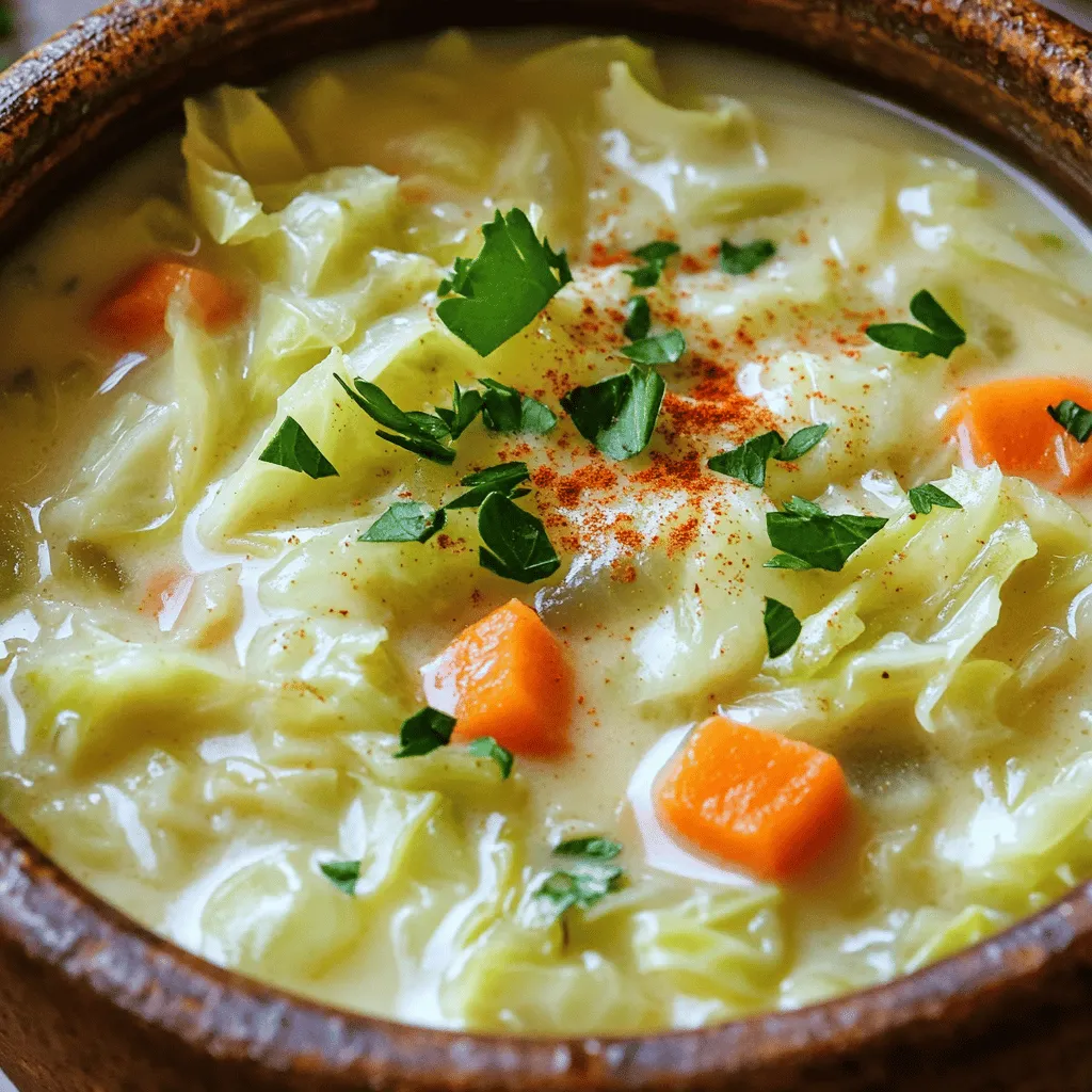 To make the One-Pot Creamy Cabbage Soup, gather these ingredients: