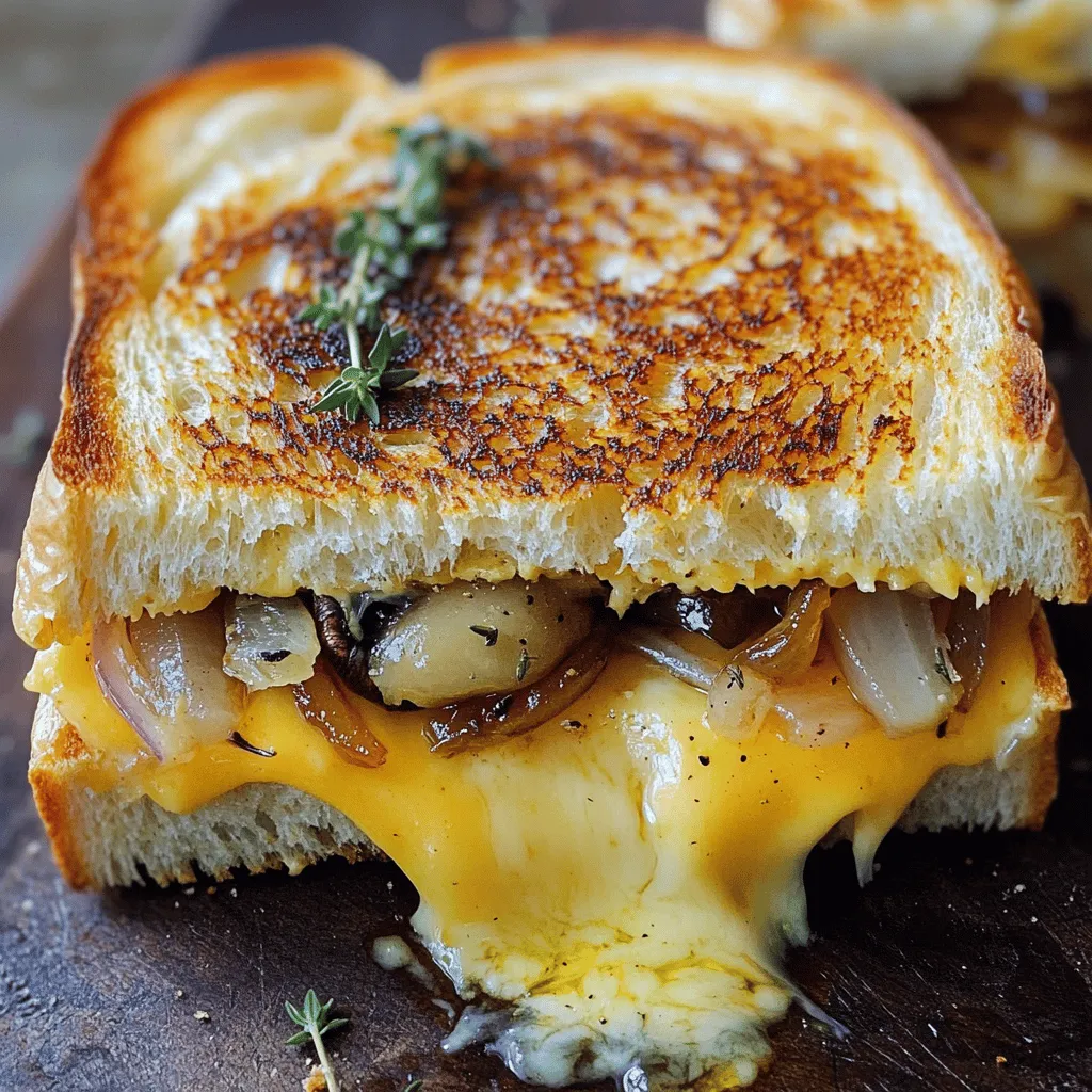 To make this grilled cheese with Gouda, roasted mushrooms, and onions, you