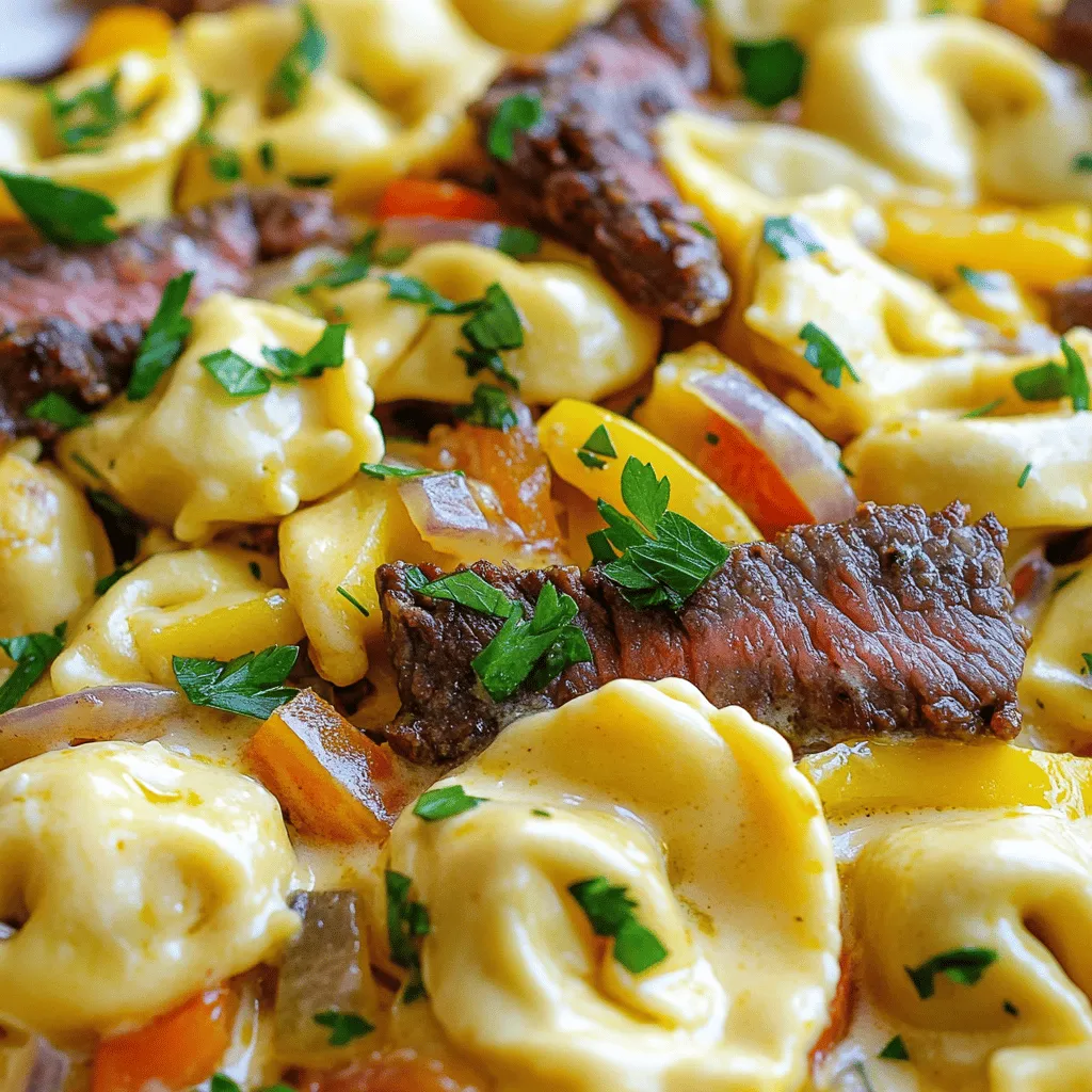 Savory Cheesesteak Tortellini in Creamy Provolone Sauce