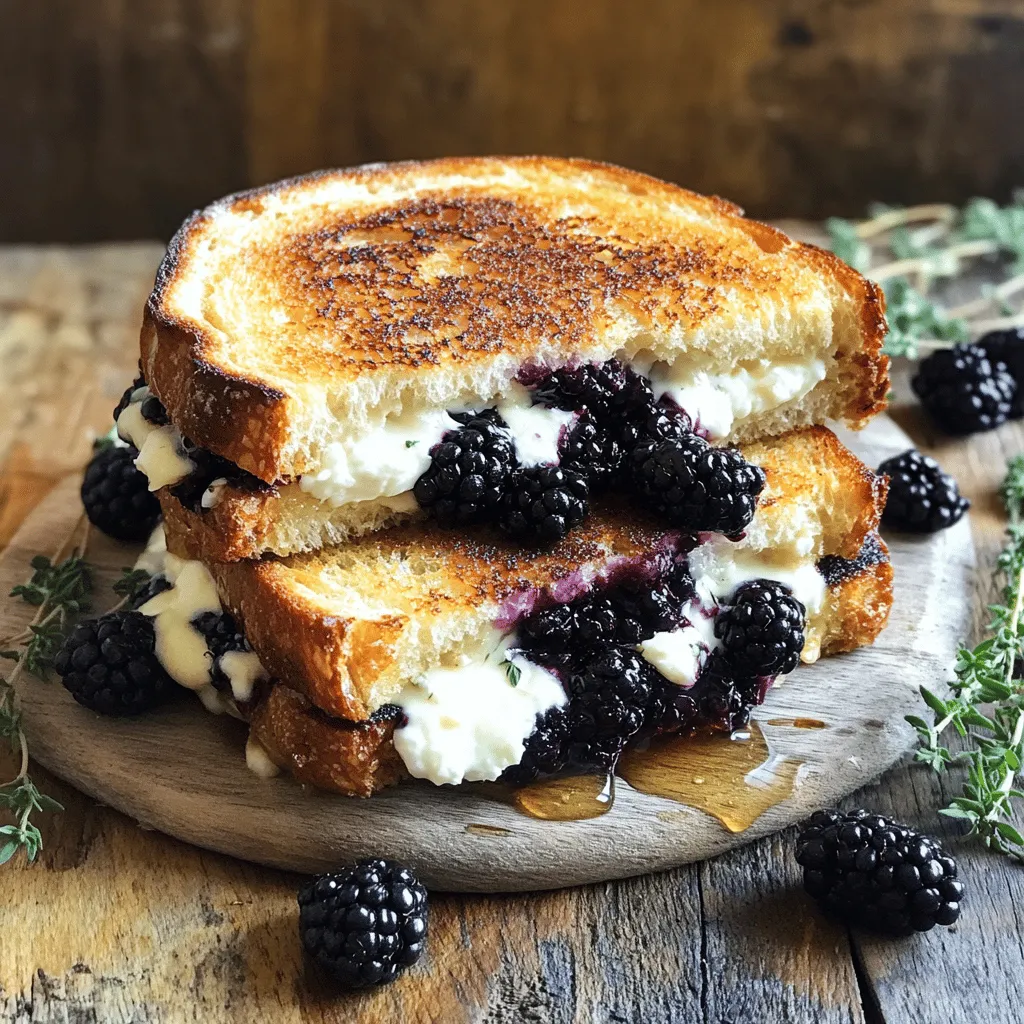 - 4 slices of sourdough bread - 4 oz goat cheese, softened - 1 cup fresh blackberries