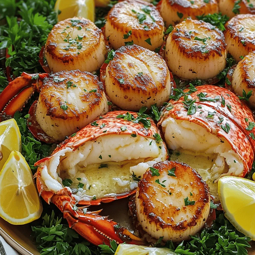 Garlic Butter Lobster Tail &#038; Scallops Feast Delight