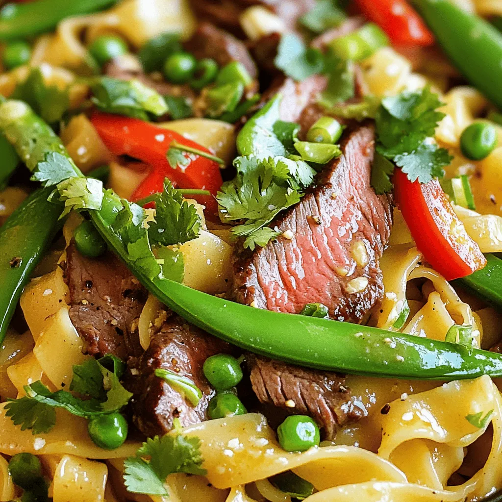 - 8 oz. fresh egg noodles (or ramen) - 1 lb. flank steak, thinly sliced