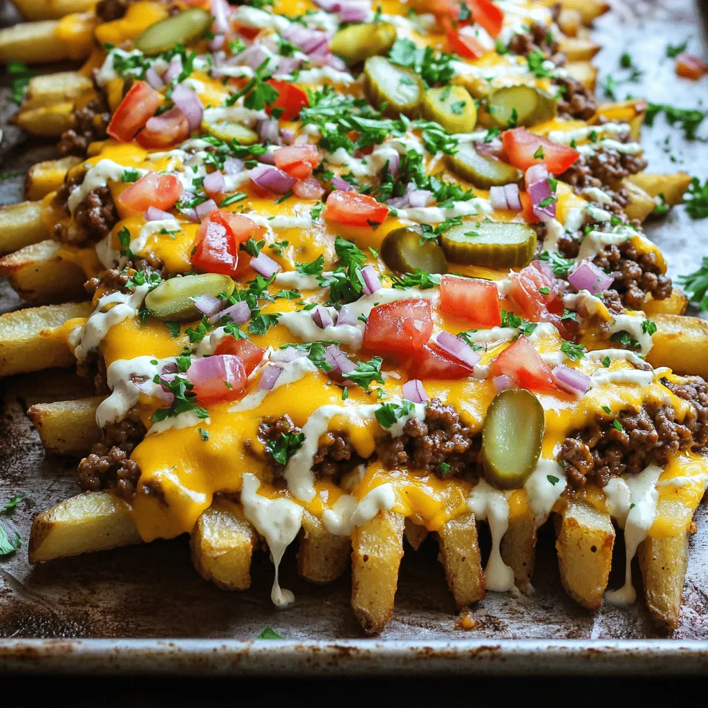 Cheeseburger loaded fries are a tasty twist on classic comfort food. They combine crispy fries with flavors of a cheeseburger. The dish includes seasoned ground beef, melted cheese, and fresh toppings.