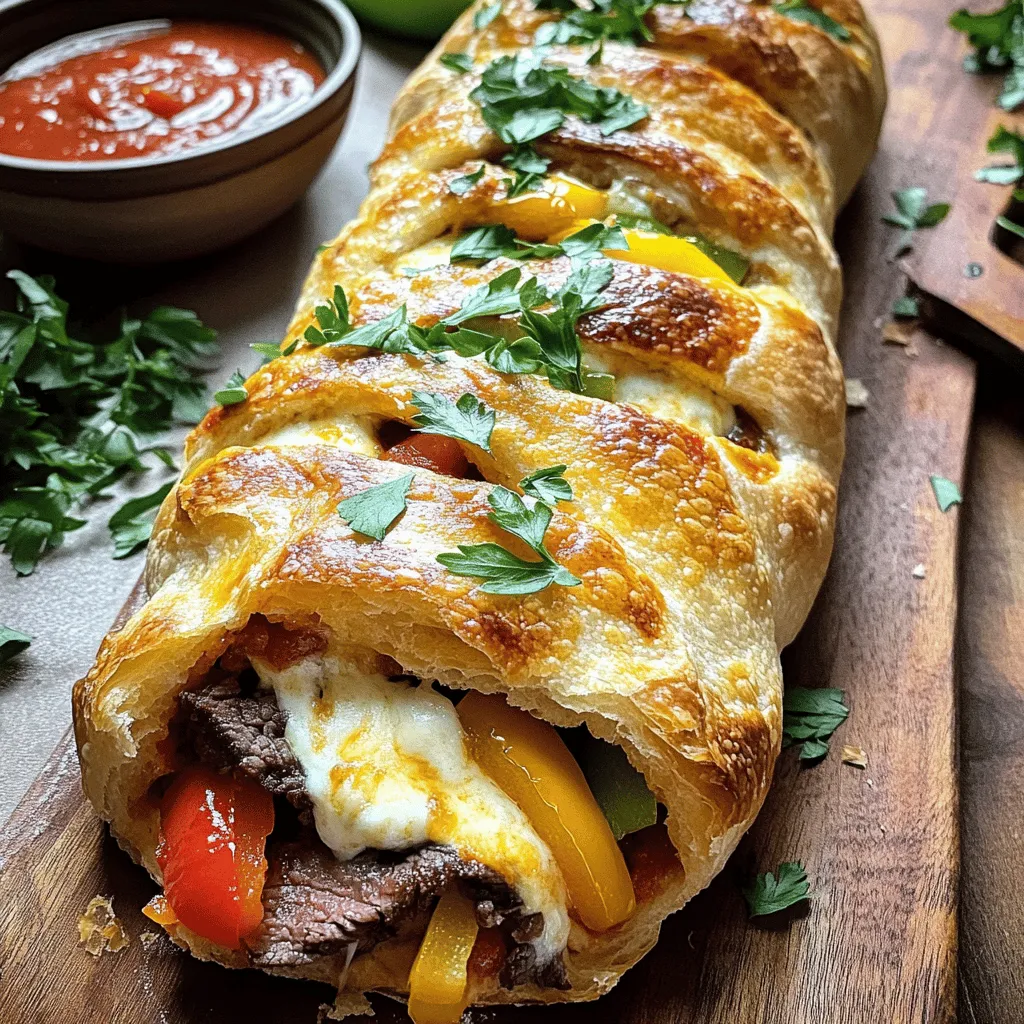 Savory Mozzarella Cheesesteak Stromboli Recipe